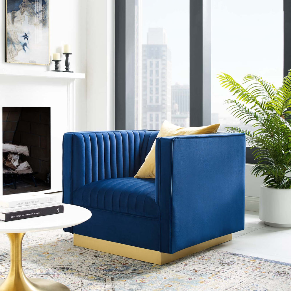 Modway Sanguine Vertical Channel Tufted Accent Performance Velvet Armchair - EEI-3406 | Armchairs | Modishstore - 1