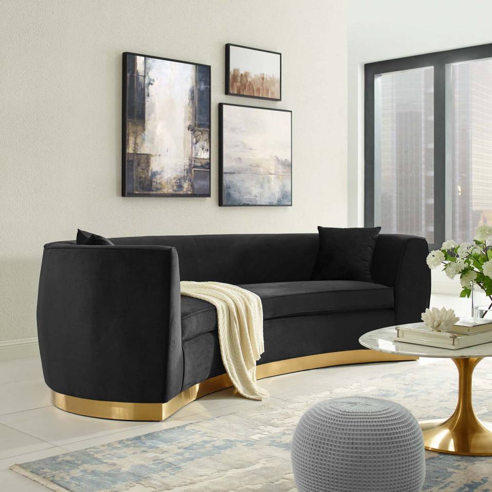 Modway Resolute Curved Performance Velvet Sofa - EEI-3408 | Sofas | Modishstore - 1