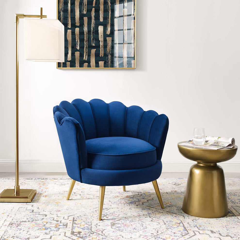 Modway Admire Scalloped Edge Performance Velvet Accent Armchair - EEI-3410 | Armchairs | Modishstore - 1