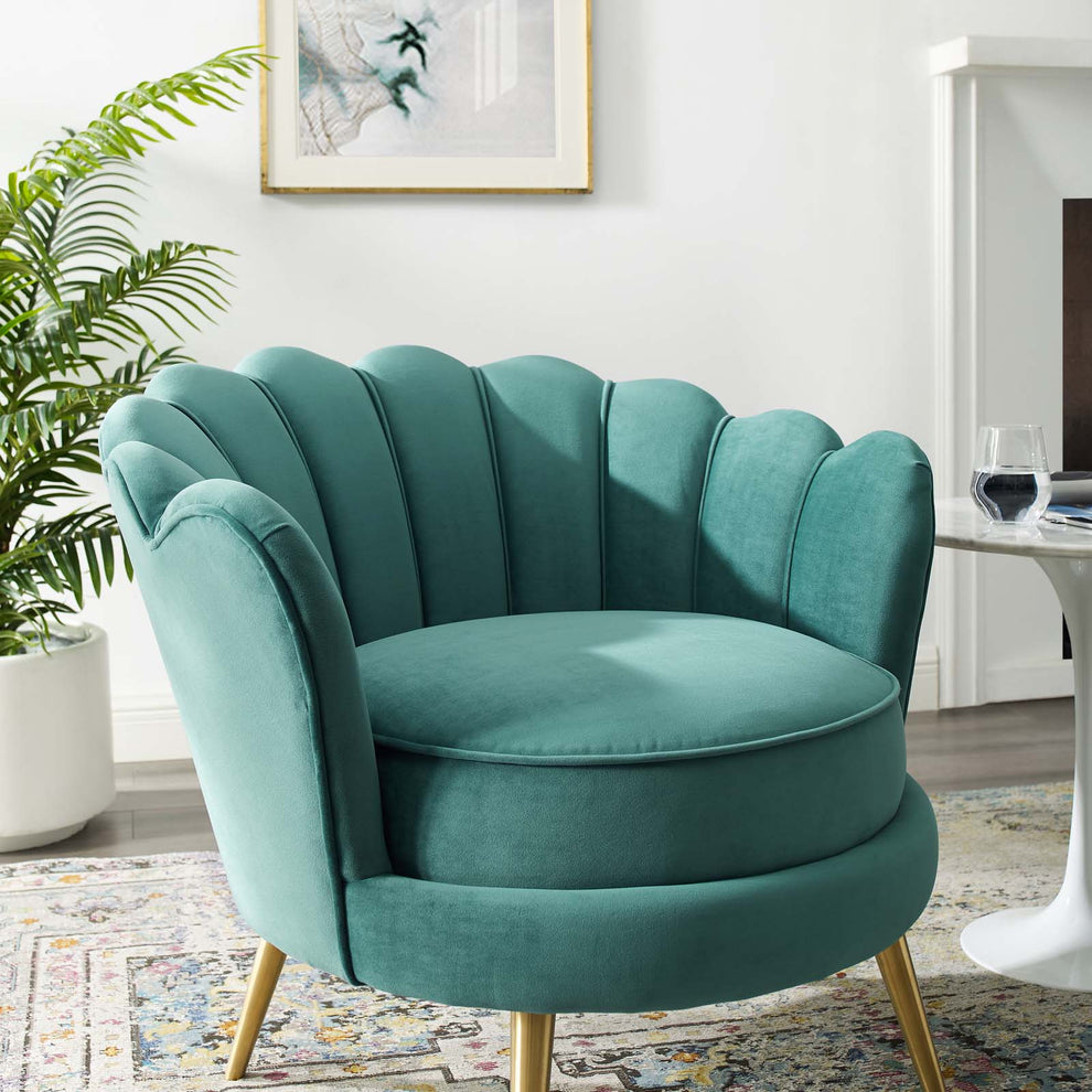 Modway Admire Scalloped Edge Performance Velvet Accent Armchair - EEI-3410 | Armchairs | Modishstore - 9
