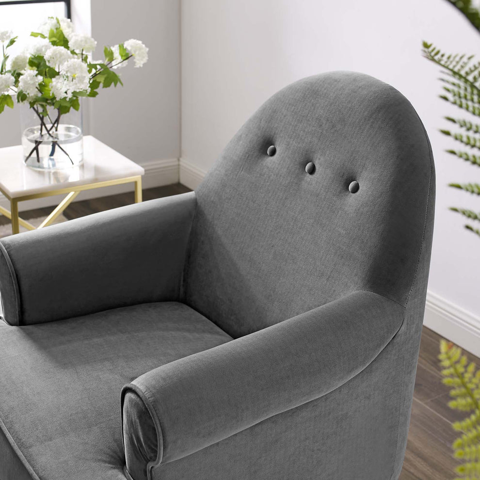 Modway Revive Tufted Button Accent Performance Velvet Armchair - EEI-3412 | Armchairs | Modishstore - 3