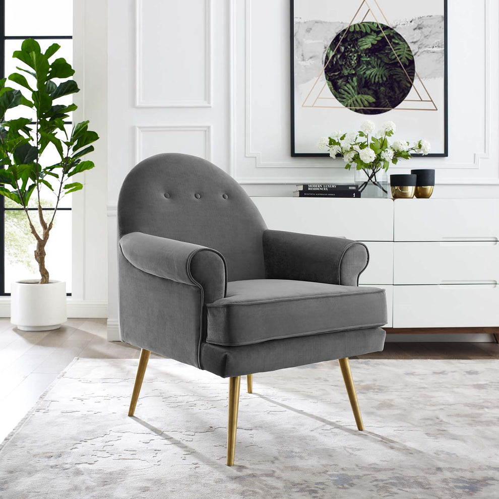 Modway Revive Tufted Button Accent Performance Velvet Armchair - EEI-3412 | Armchairs | Modishstore - 1