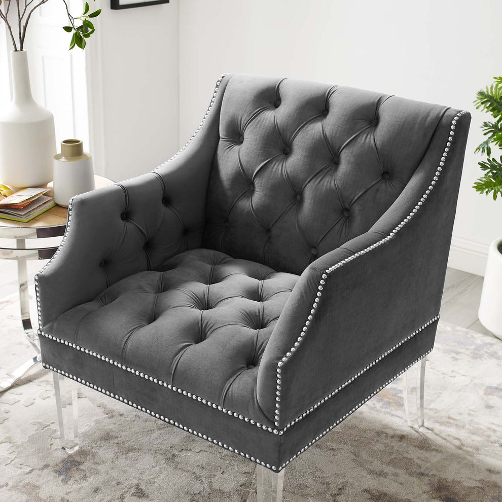 Modway Proverbial Tufted Button Accent Performance Velvet Armchair - EEI-3413 | Armchairs | Modishstore - 9