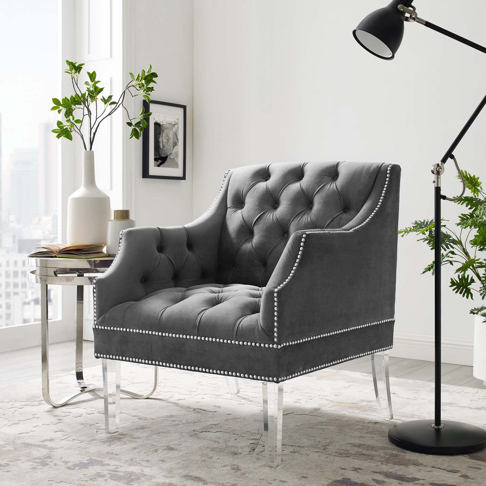 Modway Proverbial Tufted Button Accent Performance Velvet Armchair - EEI-3413 | Armchairs | Modishstore - 7