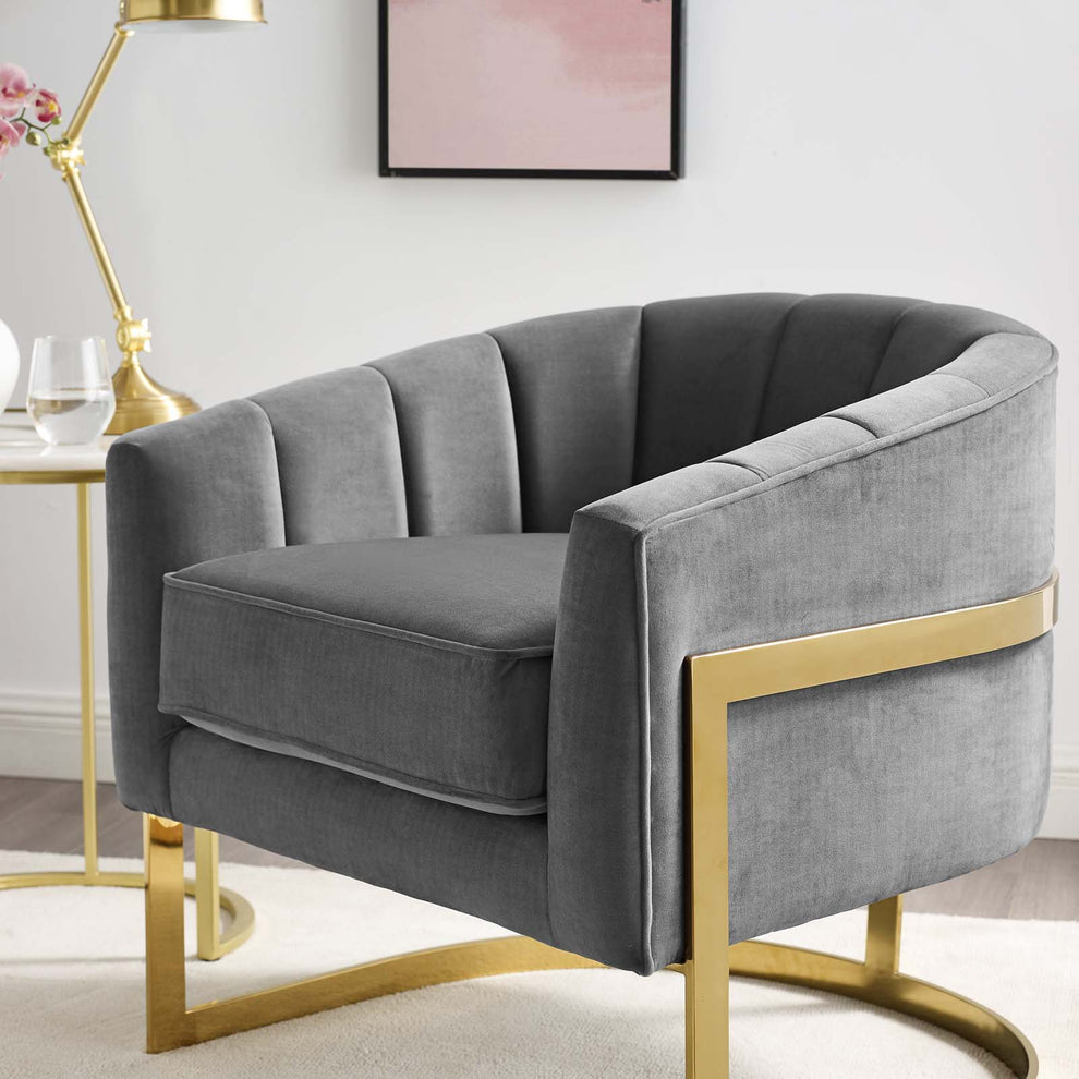 Modway Esteem Vertical Channel Tufted Performance Velvet Accent Armchair - EEI-3414 | Armchairs | Modishstore - 4