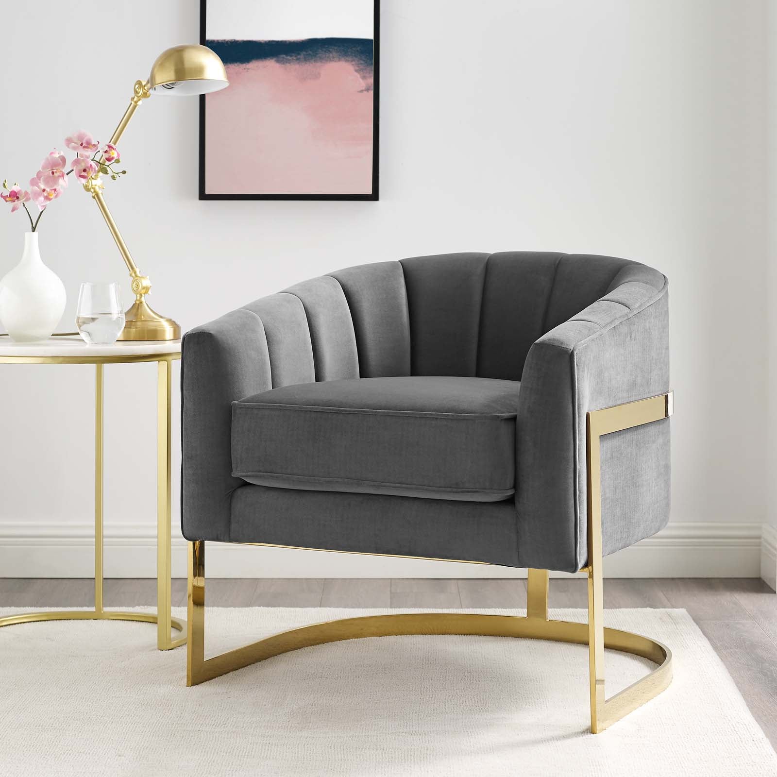 Modway Esteem Vertical Channel Tufted Performance Velvet Accent Armchair - EEI-3414 | Armchairs | Modishstore - 1