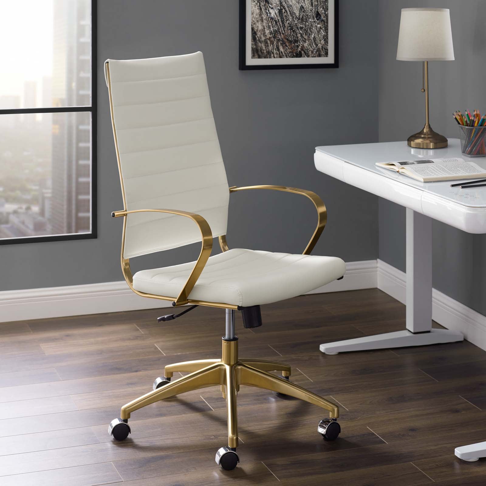 Modway Jive Gold Stainless Steel Highback Office Chair | Office Chairs | Modishstore-10