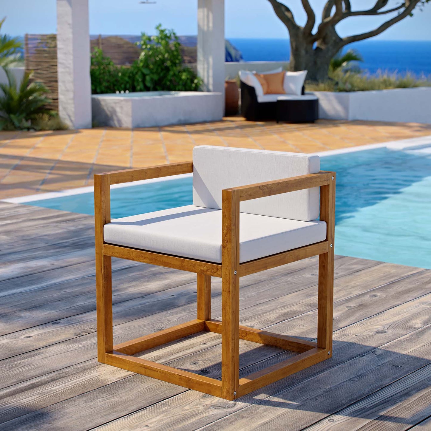 Modway Newbury Accent Outdoor Patio Premium Grade A Teak Wood Armchair - EEI-3420 | Armchairs | Modishstore - 1