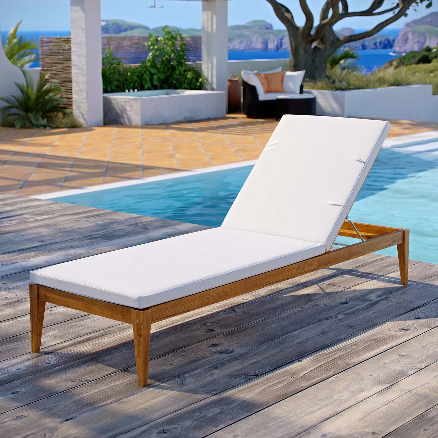 Modway Northlake Outdoor Patio Premium Grade A Teak Wood Chaise Lounge - EEI-3429 | Outdoor Recliners & Lounge Chairs | Modishstore - 7