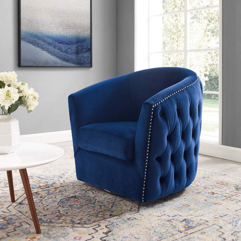 Modway Rogue Swivel Performance Velvet Armchair - EEI-3434 | Armchairs | Modishstore - 1