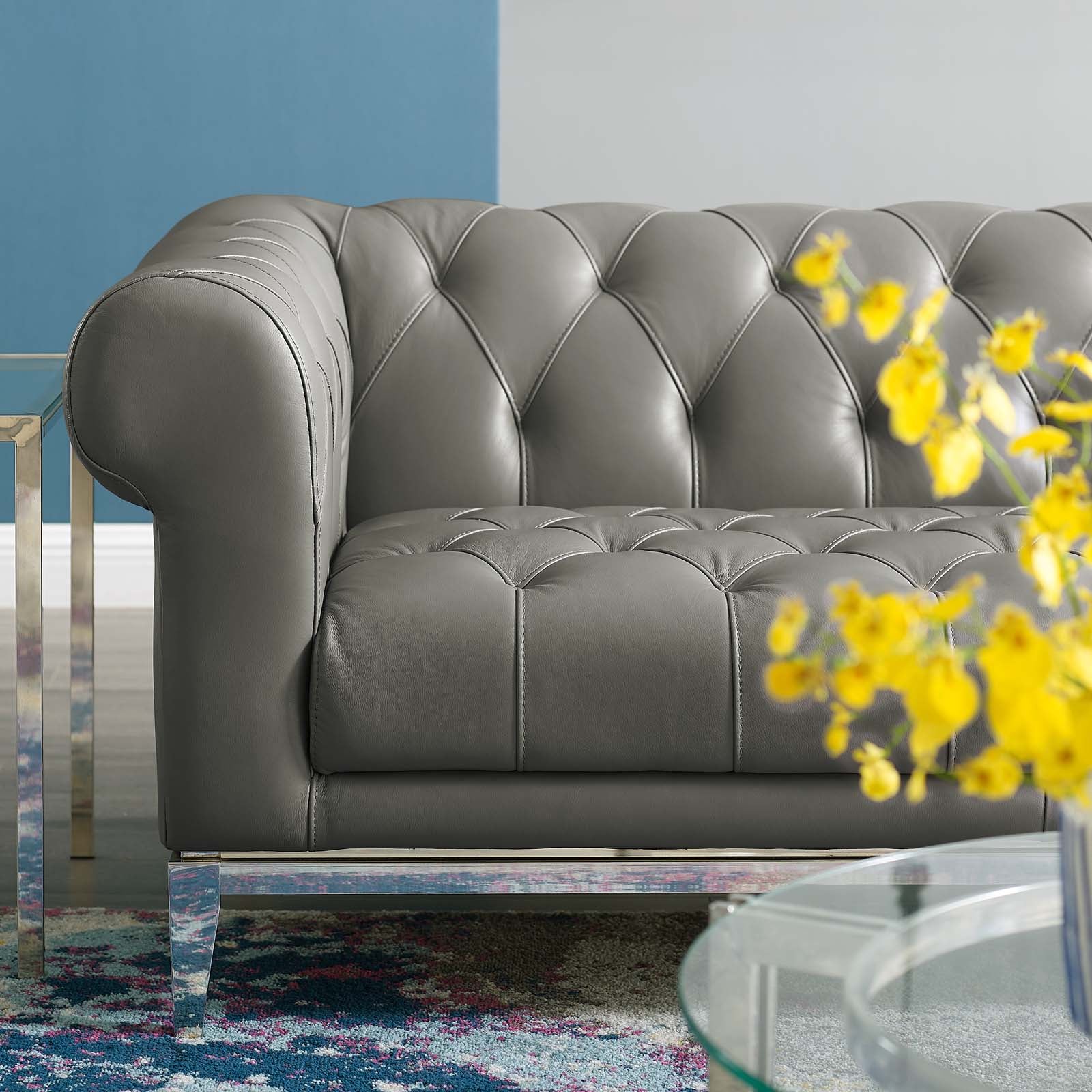 Modway Idyll Tufted Button Upholstered Leather Chesterfield Loveseat - EEI-3442 | Loveseats | Modishstore - 8