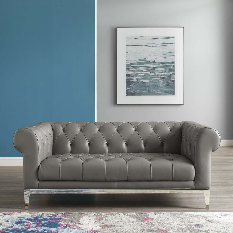 Modway Idyll Tufted Button Upholstered Leather Chesterfield Loveseat - EEI-3442 | Loveseats | Modishstore - 1