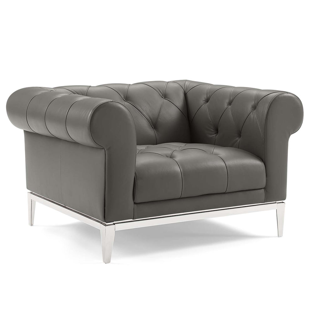 Modway Idyll Tufted Button Upholstered Leather Chesterfield Armchair - EEI-3443 | Armchairs | Modishstore - 3