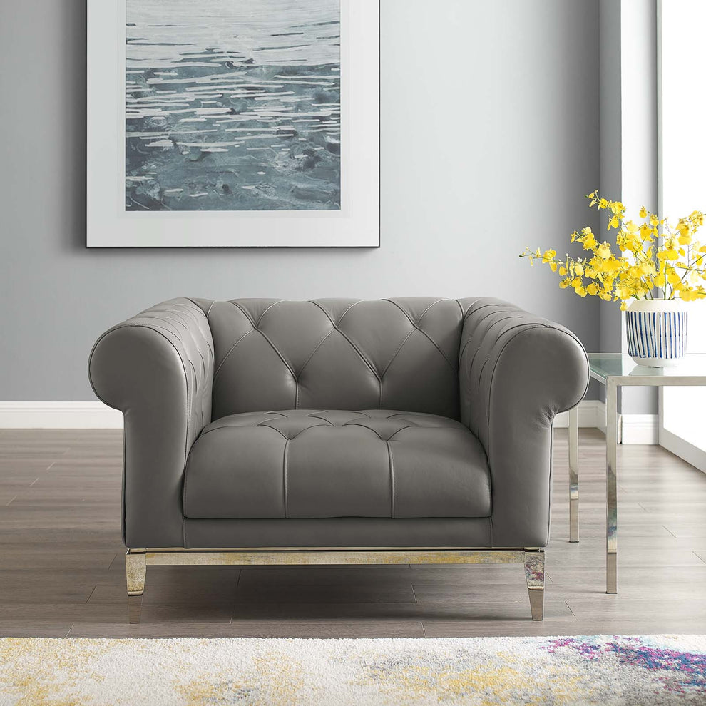 Modway Idyll Tufted Button Upholstered Leather Chesterfield Armchair - EEI-3443 | Armchairs | Modishstore - 2