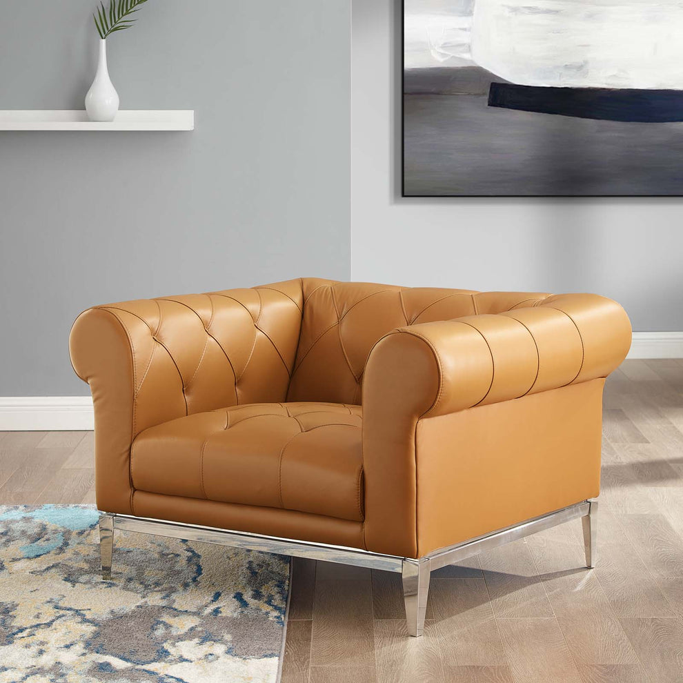 Modway Idyll Tufted Button Upholstered Leather Chesterfield Armchair - EEI-3443 | Armchairs | Modishstore - 8