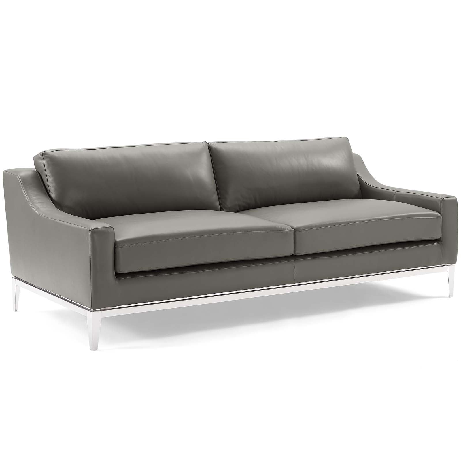 Modway Harness 83.5" Stainless Steel Base Leather Sofa | Sofas | Modishstore-3