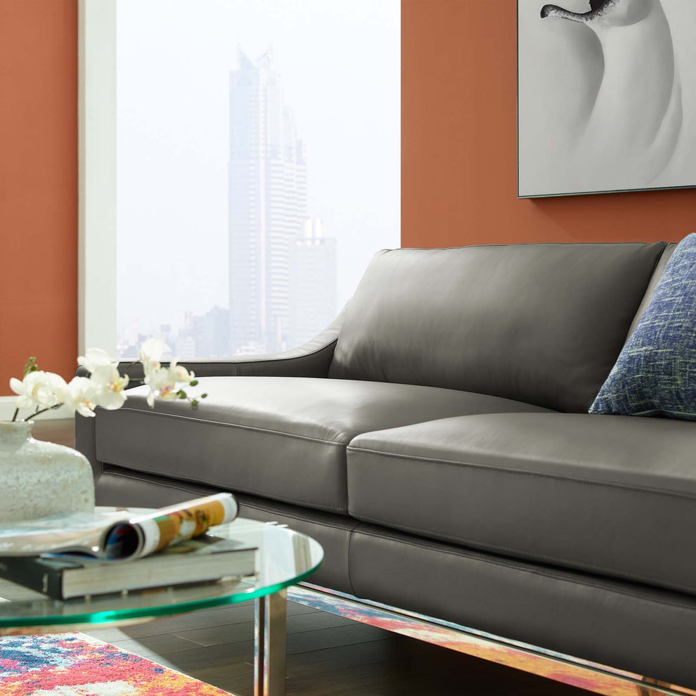 Modway Harness 83.5" Stainless Steel Base Leather Sofa - EEI-3444 | Sofas | Modishstore - 8