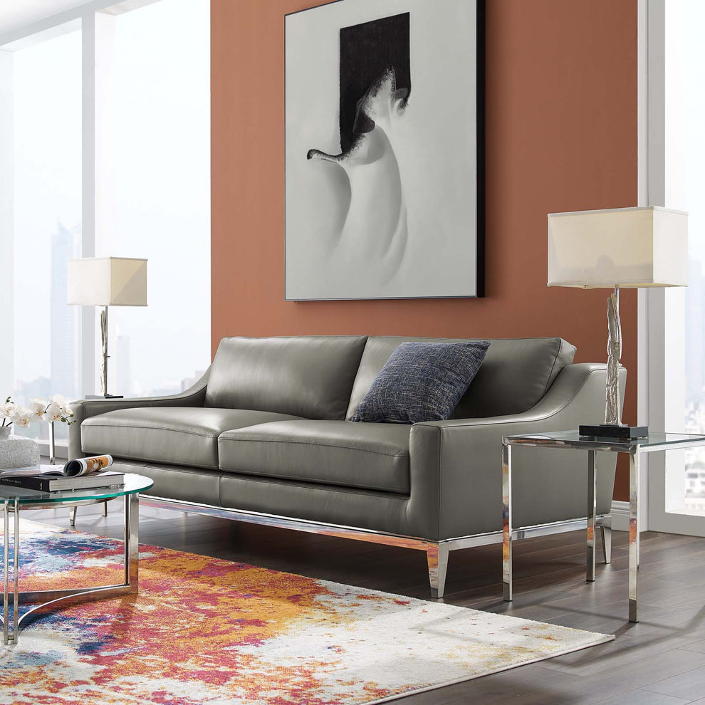 Modway Harness 83.5" Stainless Steel Base Leather Sofa - EEI-3444 | Sofas | Modishstore - 2