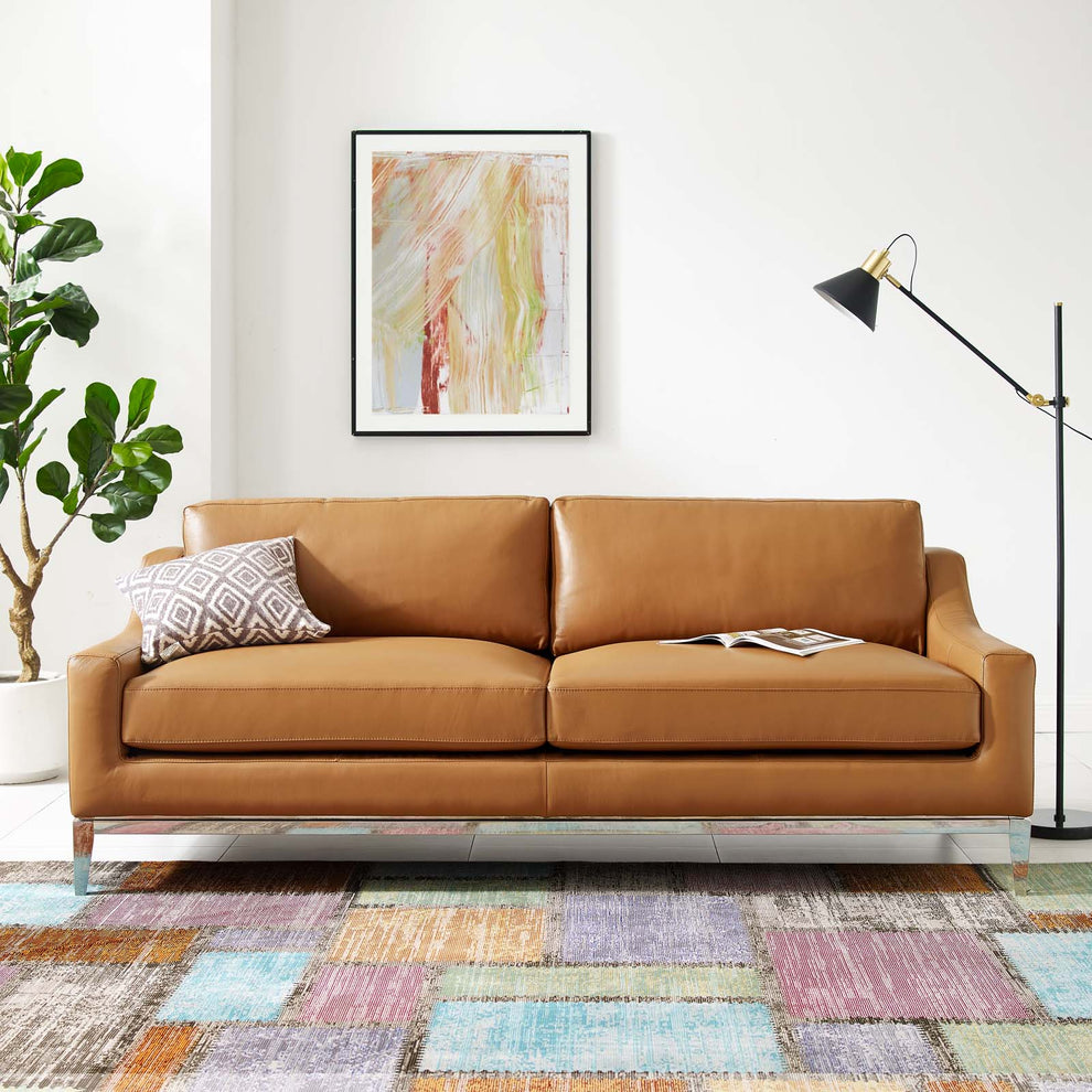 Modway Harness 83.5" Stainless Steel Base Leather Sofa - EEI-3444 | Sofas | Modishstore - 9