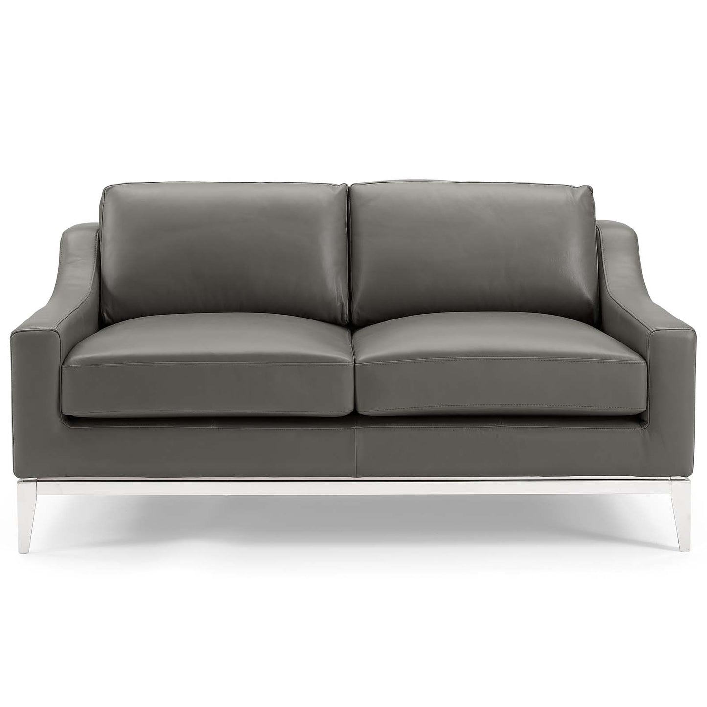 Modway Harness 64" Stainless Steel Base Leather Loveseat - EEI-3445 | Loveseats | Modishstore - 2