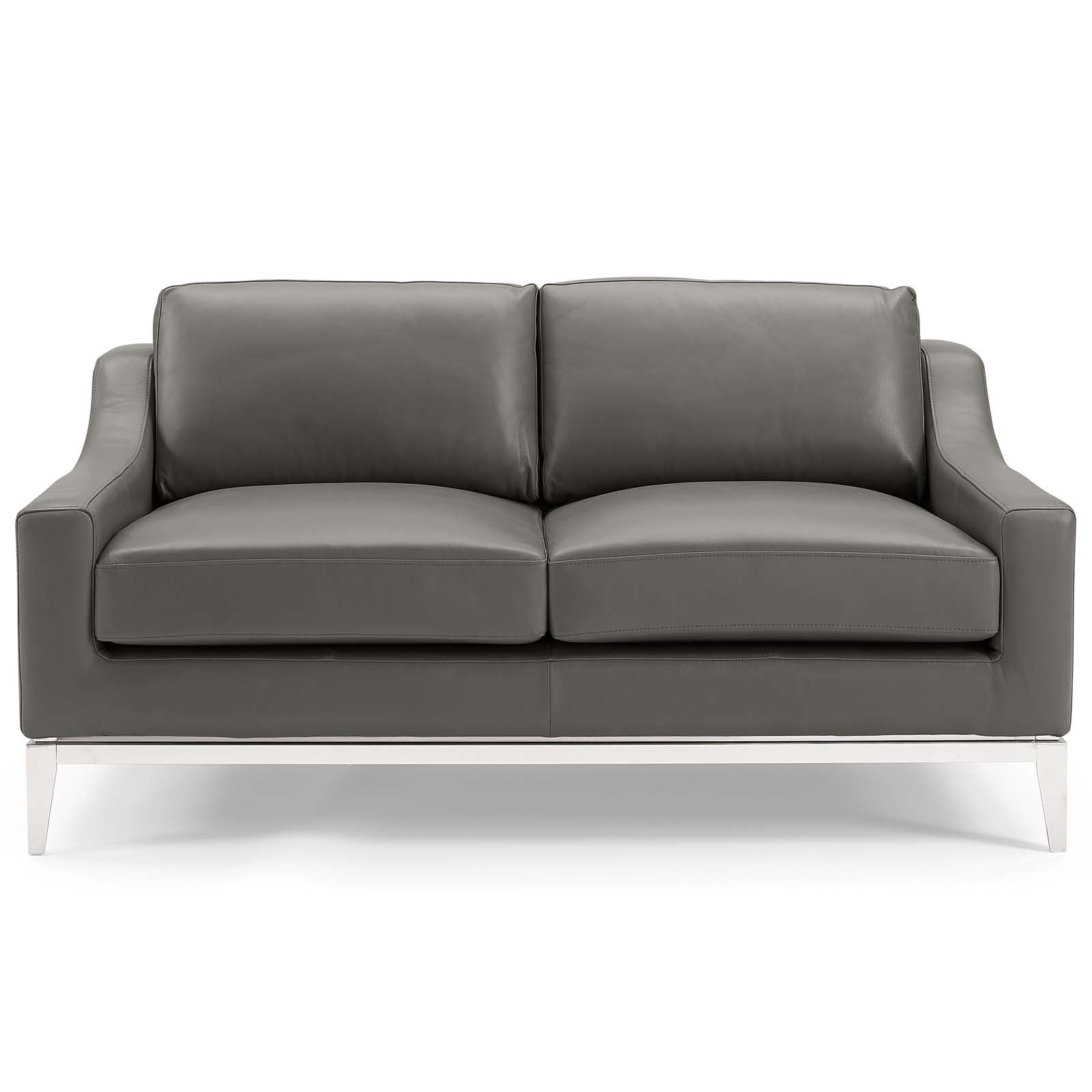 Modway Harness 64" Stainless Steel Base Leather Loveseat - EEI-3445 | Loveseats | Modishstore - 2