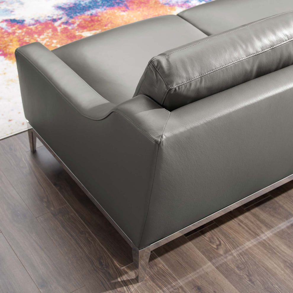 Modway Harness 64" Stainless Steel Base Leather Loveseat - EEI-3445 | Loveseats | Modishstore - 6