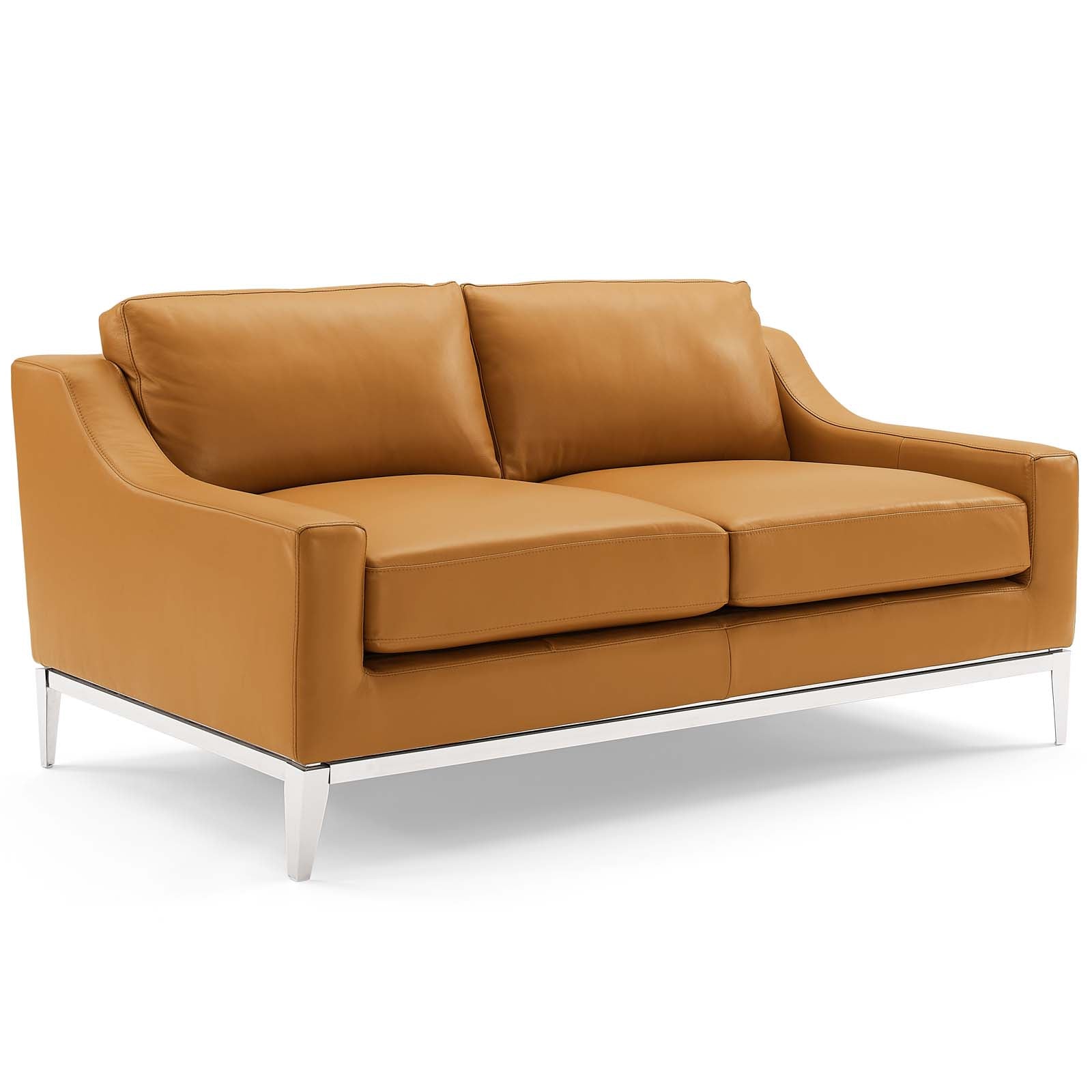 Modway Harness 64" Stainless Steel Base Leather Loveseat - EEI-3445 | Loveseats | Modishstore - 8