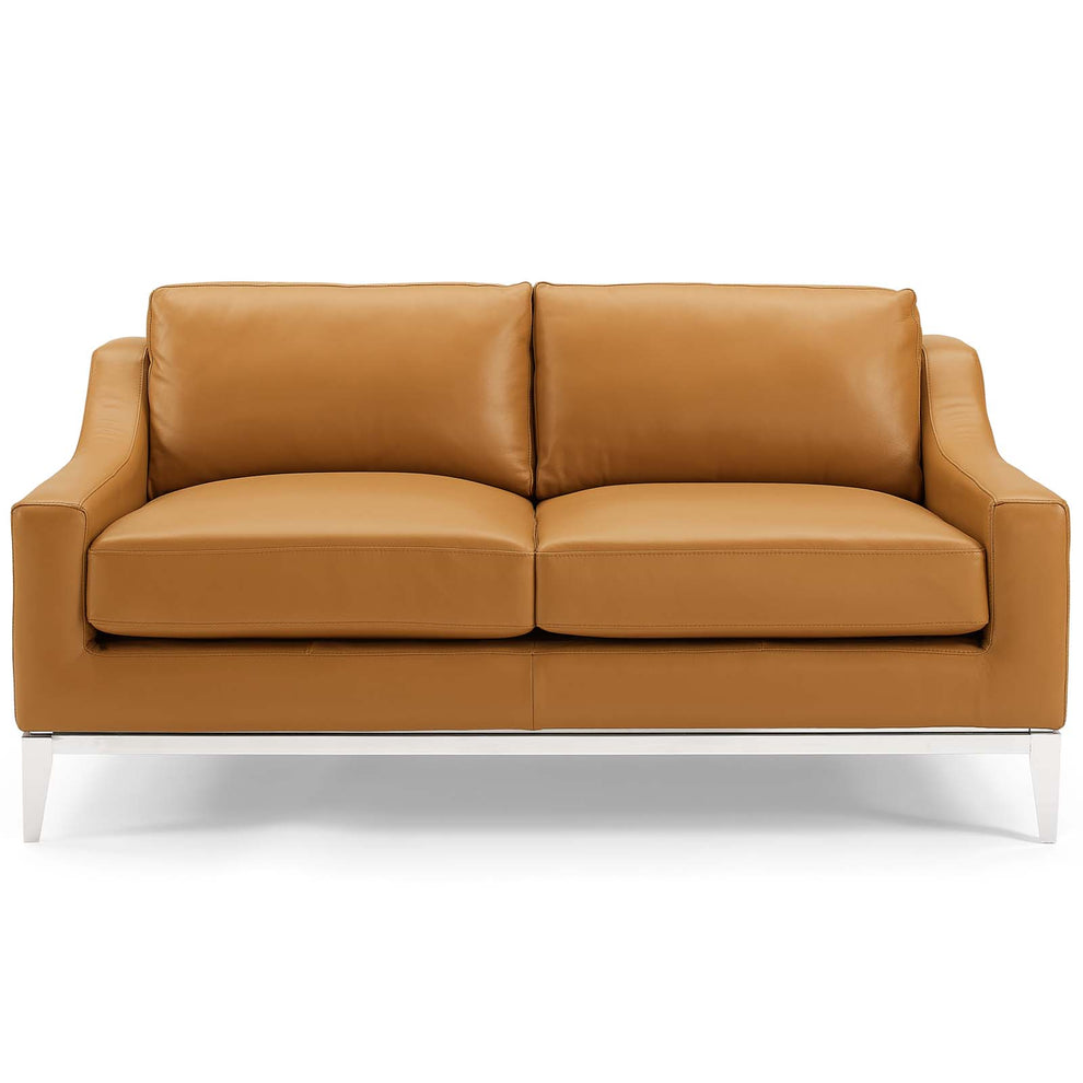 Modway Harness 64" Stainless Steel Base Leather Loveseat - EEI-3445 | Loveseats | Modishstore - 11
