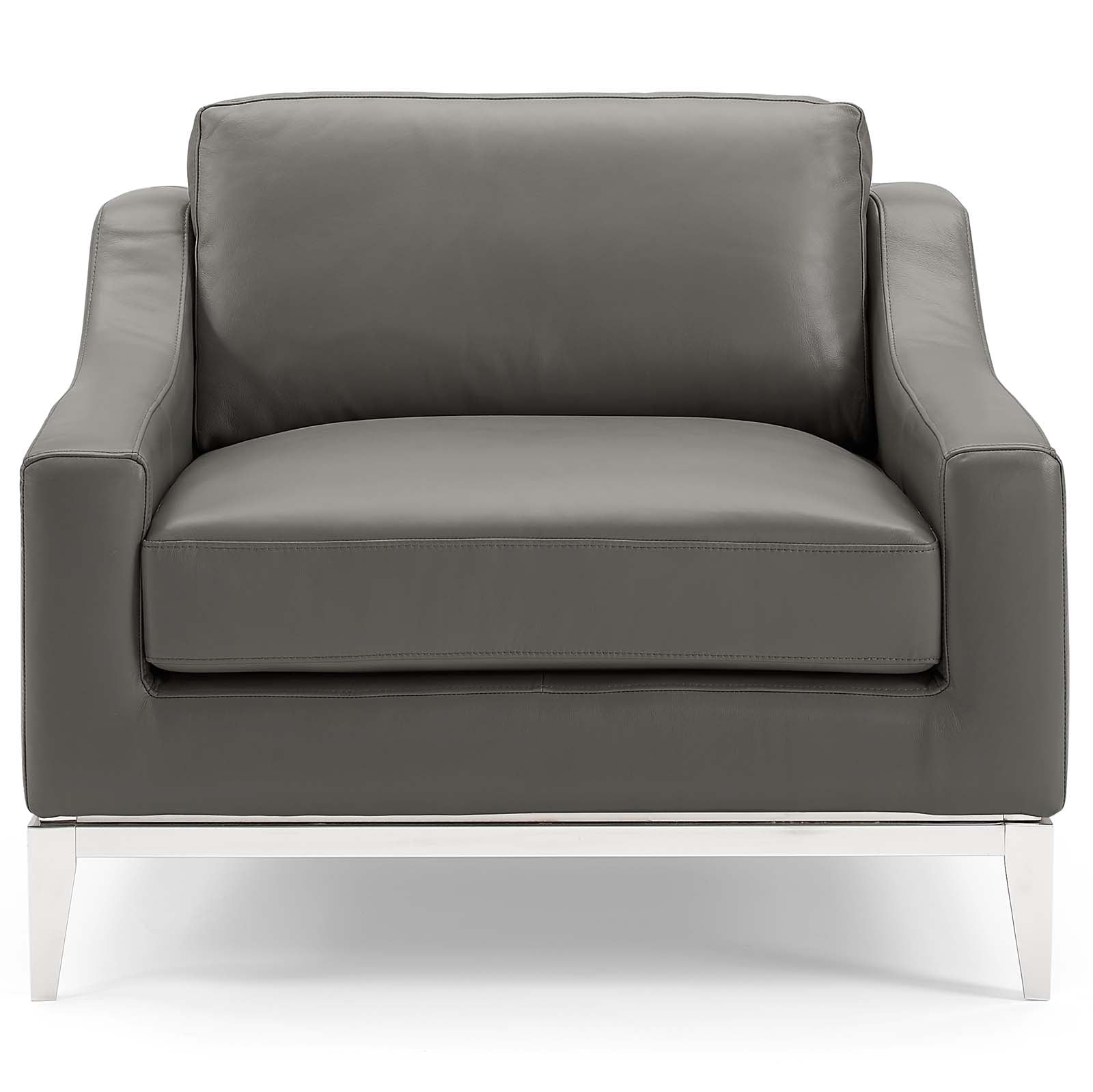 Modway Harness Stainless Steel Base Leather Armchair - EEI-3446 | Armchairs | Modishstore - 2