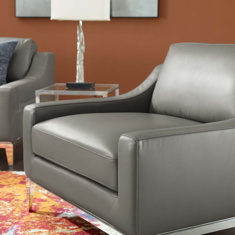 Modway Harness Stainless Steel Base Leather Armchair - EEI-3446 | Armchairs | Modishstore - 6