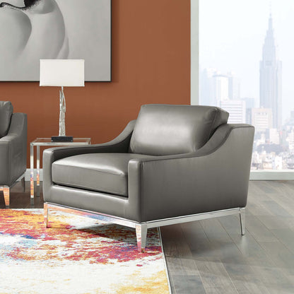 Modway Harness Stainless Steel Base Leather Armchair - EEI-3446 | Armchairs | Modishstore - 1