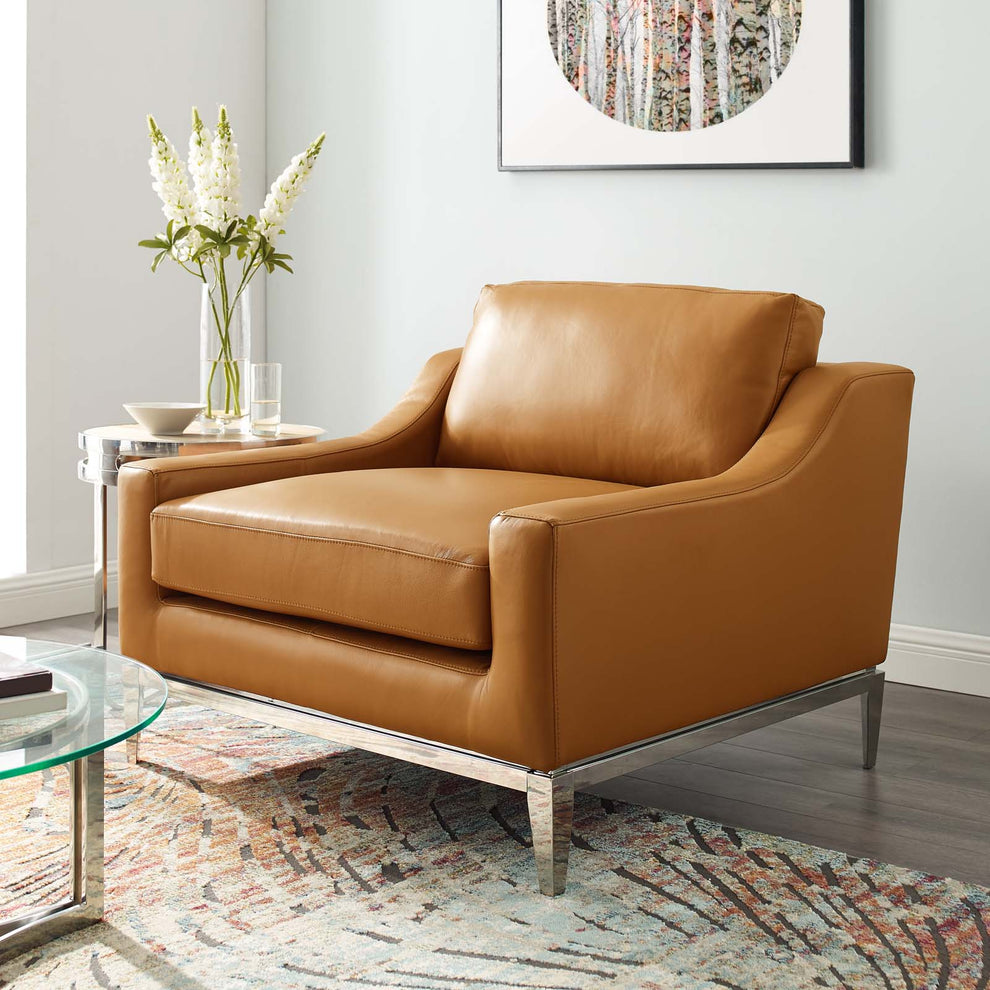 Modway Harness Stainless Steel Base Leather Armchair - EEI-3446 | Armchairs | Modishstore - 7