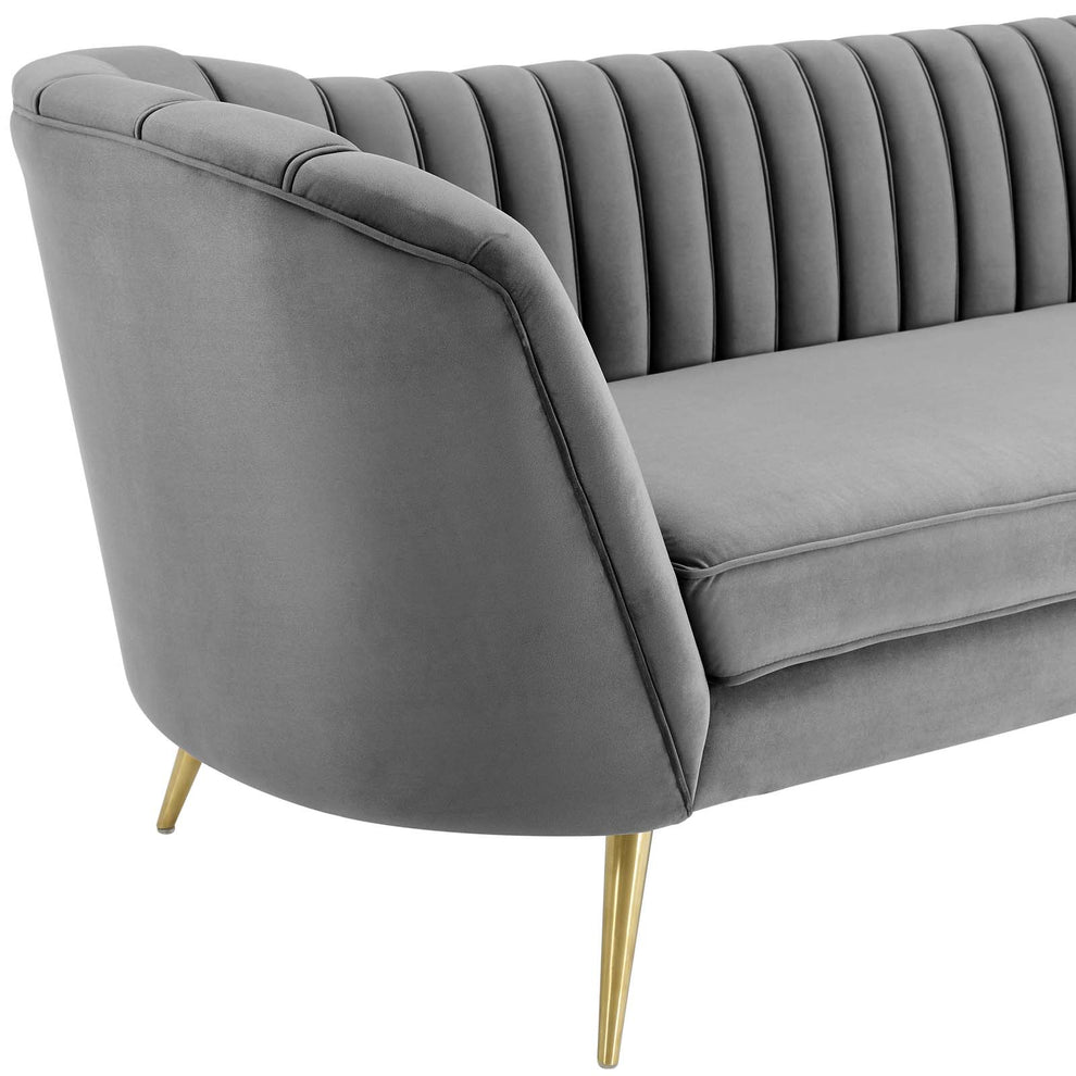 Modway Opportunity Vertical Channel Tufted Curved Performance Velvet Sofa - EEI-3453 | Sofas | Modishstore - 4