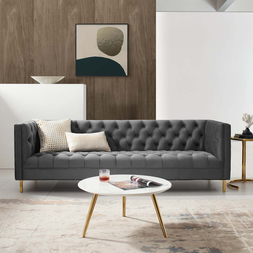 Modway Delight Tufted Button Performance Velvet Sofa - EEI-3455 | sofas | Modishstore - 1
