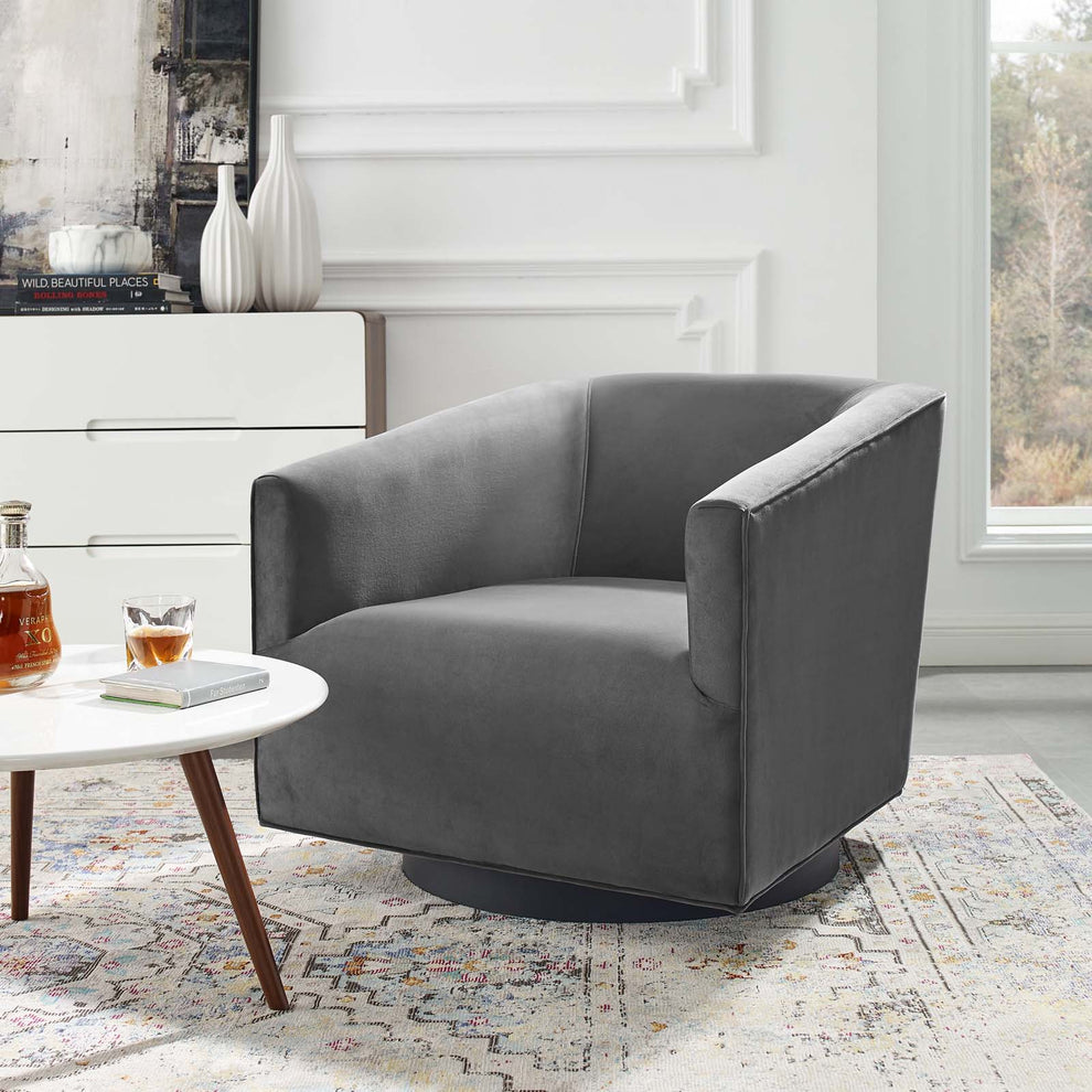 Modway Twist Accent Lounge Performance Velvet Swivel Chair - EEI-3456 | Lounge Chairs | Modishstore - 1