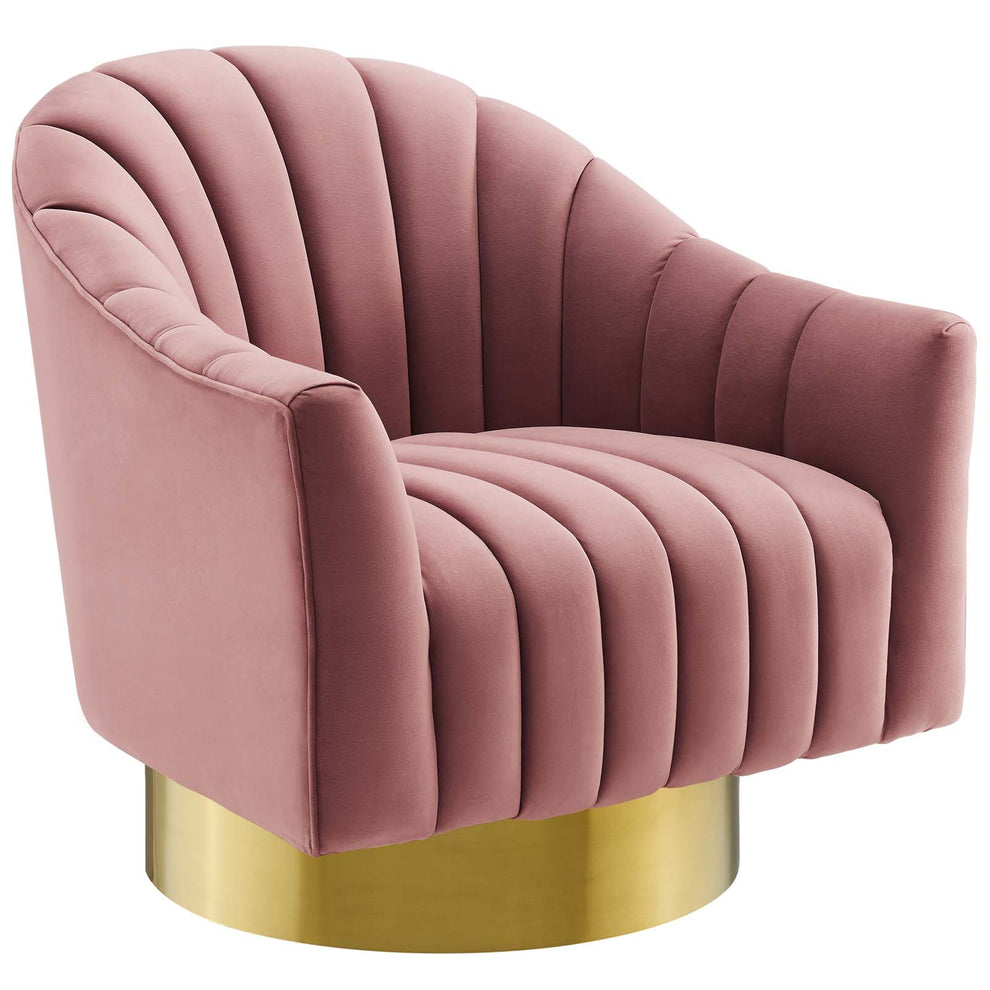 Modway Buoyant Vertical Channel Tufted Accent Lounge Performance Velvet Swivel Chair - EEI-3459 | Lounge Chairs | Modishstore - 9