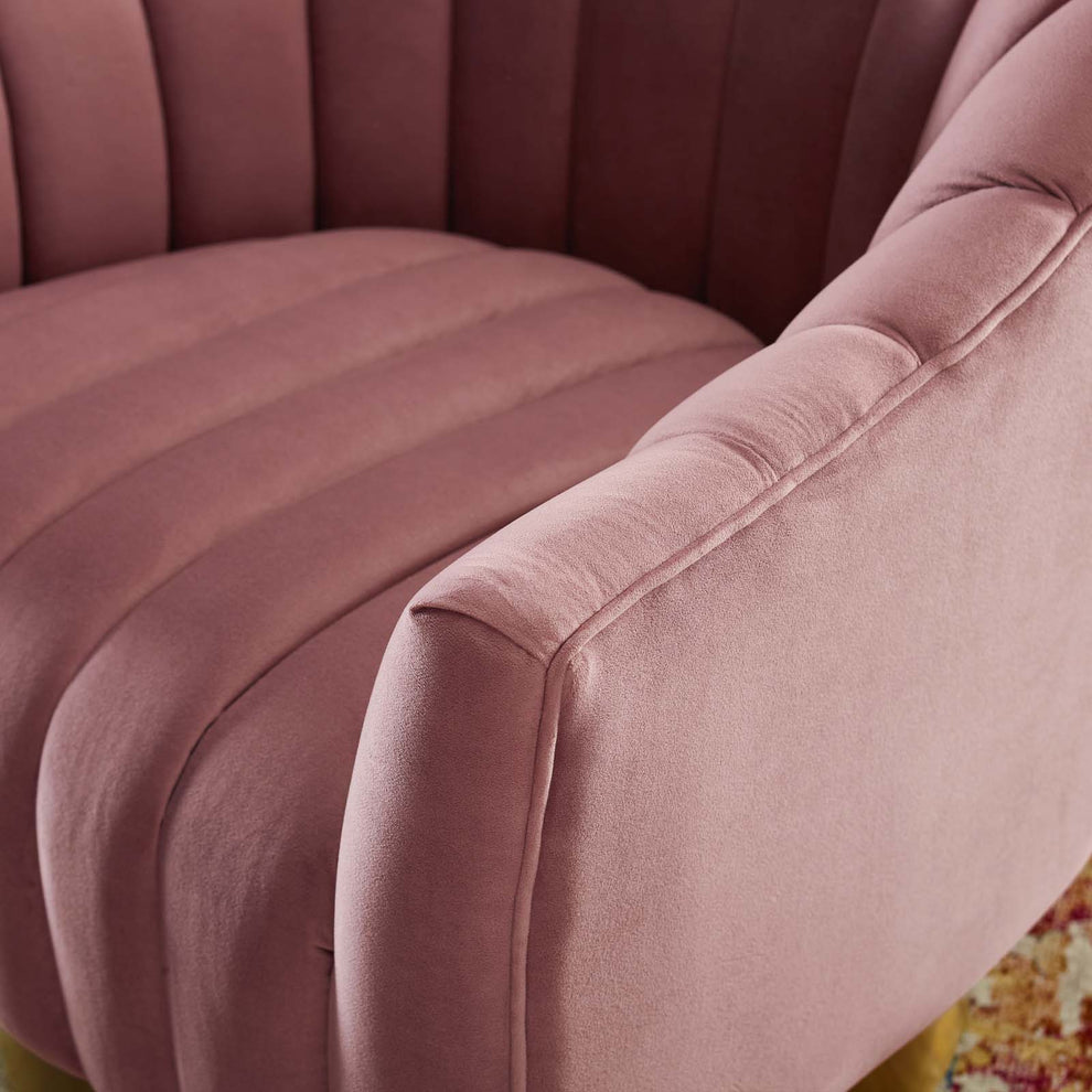 Modway Buoyant Vertical Channel Tufted Accent Lounge Performance Velvet Swivel Chair - EEI-3459 | Lounge Chairs | Modishstore - 23