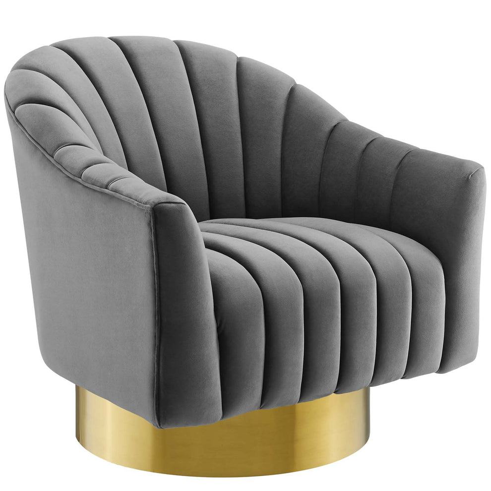 Modway Buoyant Vertical Channel Tufted Accent Lounge Performance Velvet Swivel Chair - EEI-3459 | Lounge Chairs | Modishstore - 18