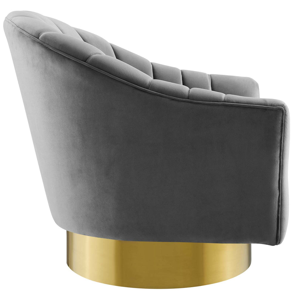 Modway Buoyant Vertical Channel Tufted Accent Lounge Performance Velvet Swivel Chair - EEI-3459 | Lounge Chairs | Modishstore - 7