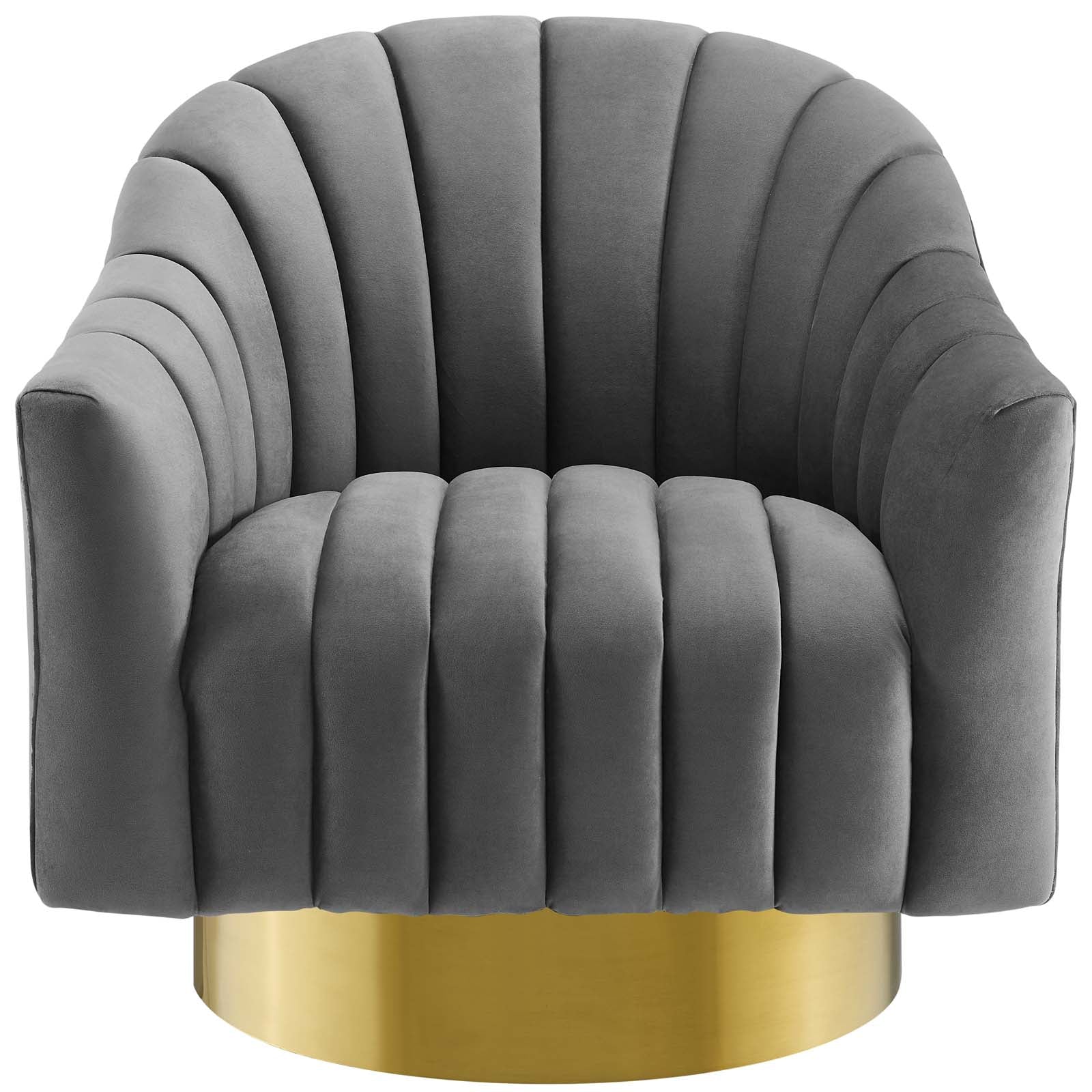Modway Buoyant Vertical Channel Tufted Accent Lounge Performance Velvet Swivel Chair | Lounge Chairs | Modishstore-8