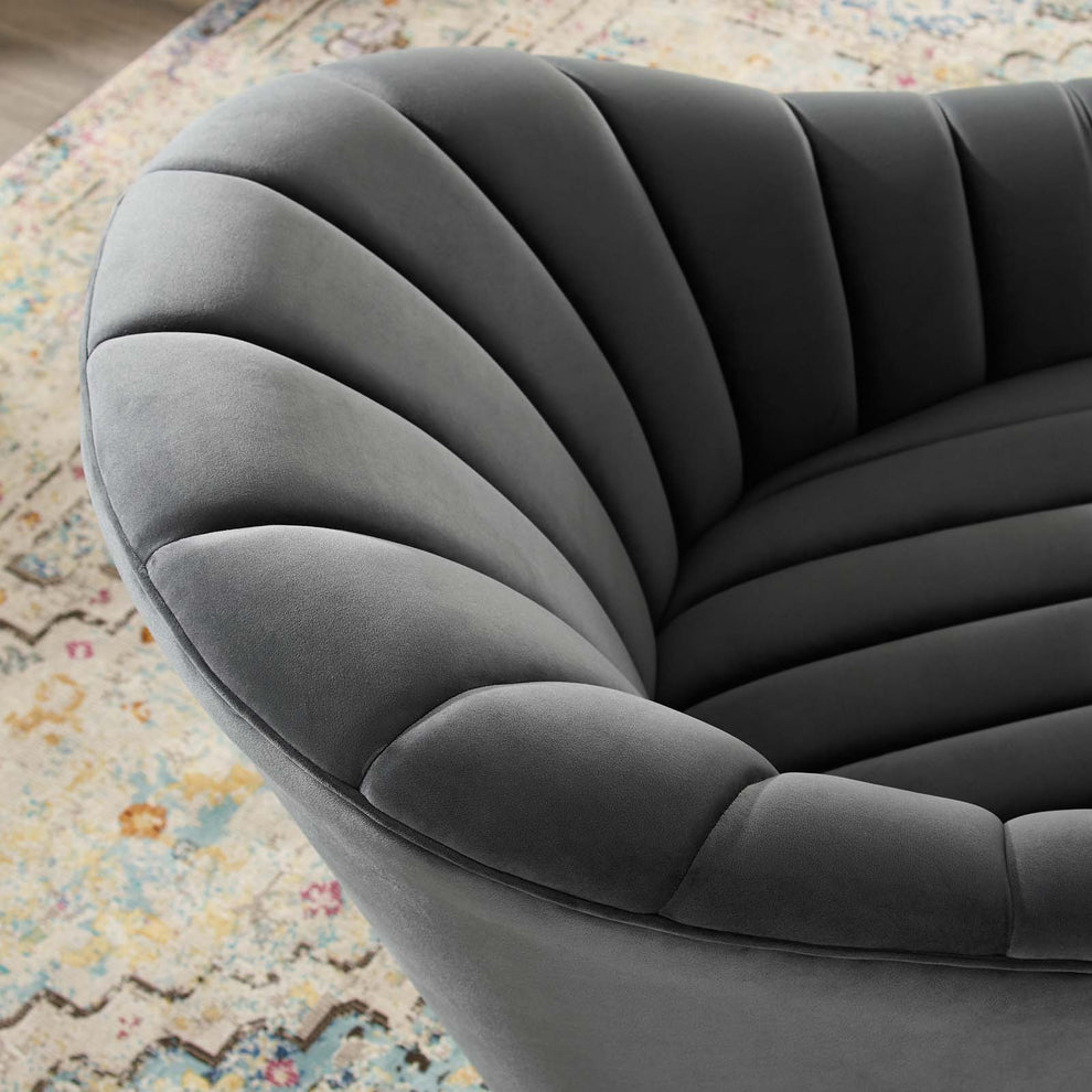 Modway Buoyant Vertical Channel Tufted Accent Lounge Performance Velvet Swivel Chair - EEI-3459 | Lounge Chairs | Modishstore - 5
