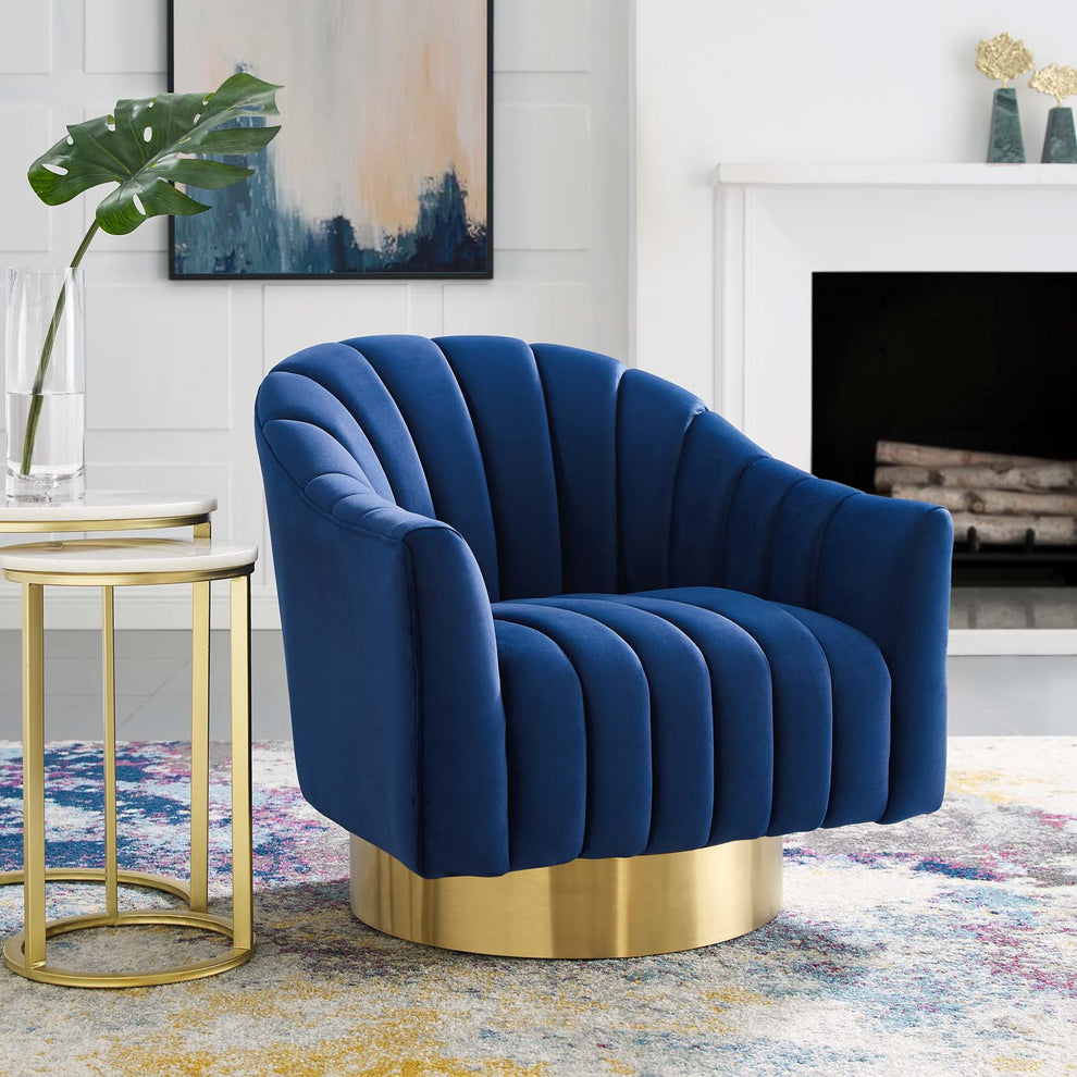 Modway Buoyant Vertical Channel Tufted Accent Lounge Performance Velvet Swivel Chair - EEI-3459 | Lounge Chairs | Modishstore - 10