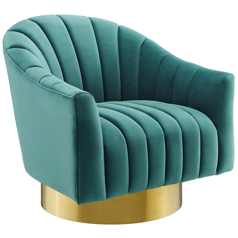 Modway Buoyant Vertical Channel Tufted Accent Lounge Performance Velvet Swivel Chair - EEI-3459 | Lounge Chairs | Modishstore - 15