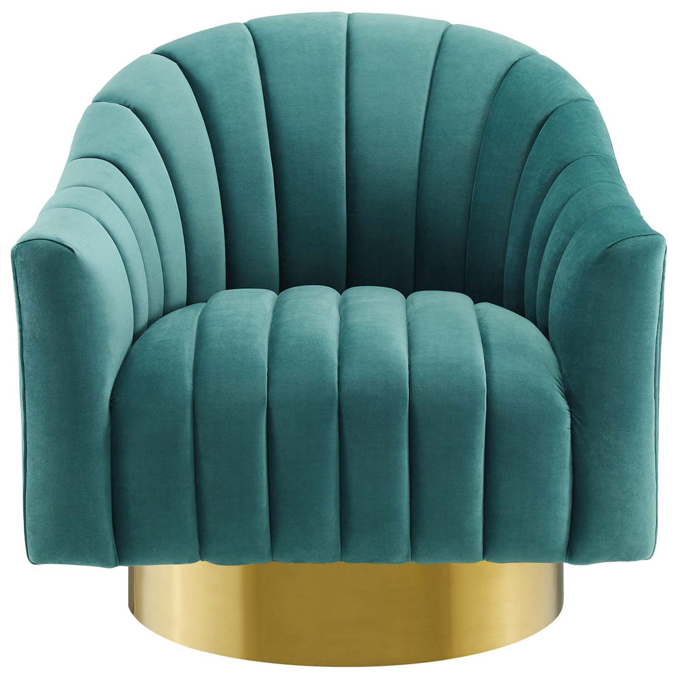 Modway Buoyant Vertical Channel Tufted Accent Lounge Performance Velvet Swivel Chair - EEI-3459 | Lounge Chairs | Modishstore - 22