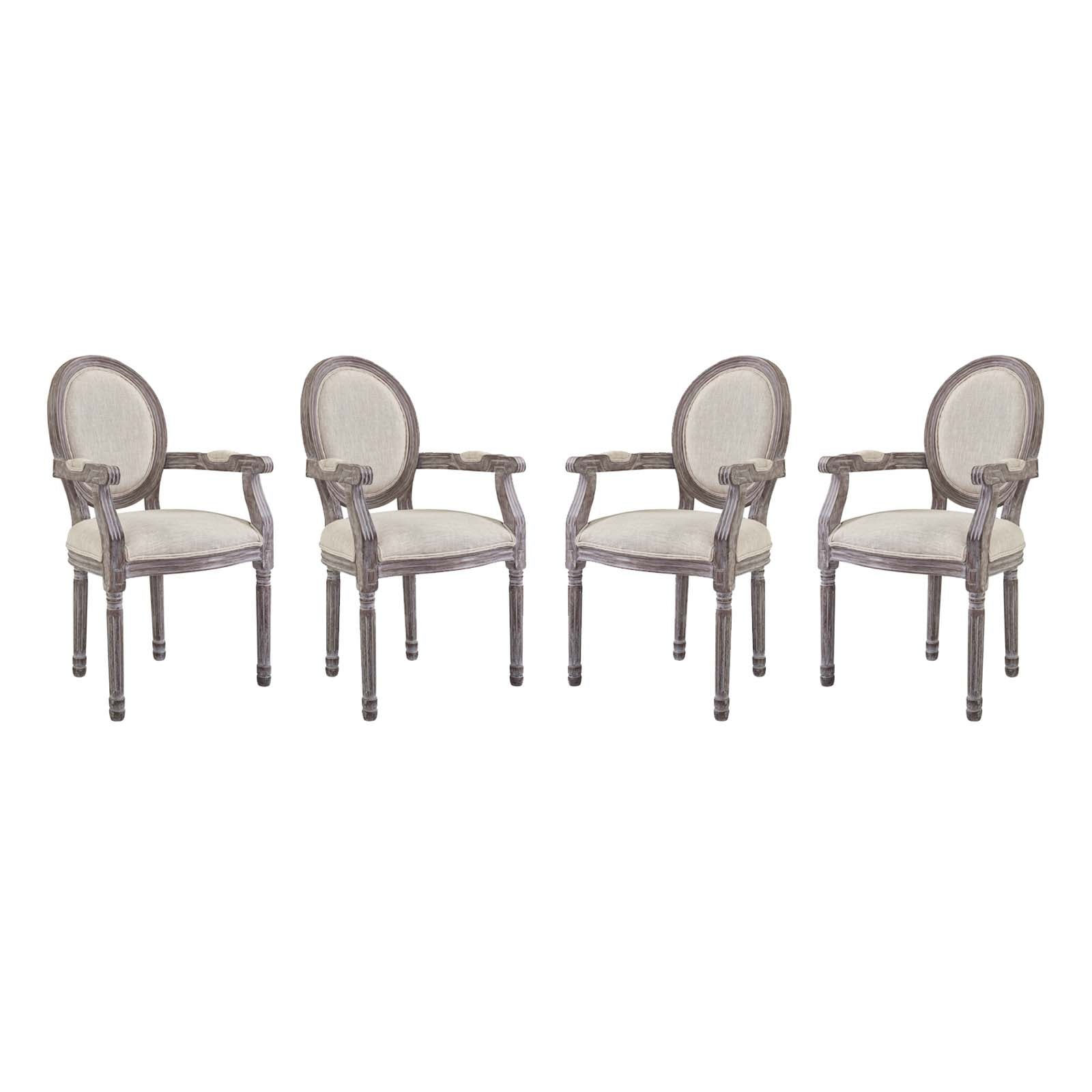 Modway Emanate Dining Armchair Upholstered Fabric Set of 4 | Dining Chairs | Modishstore