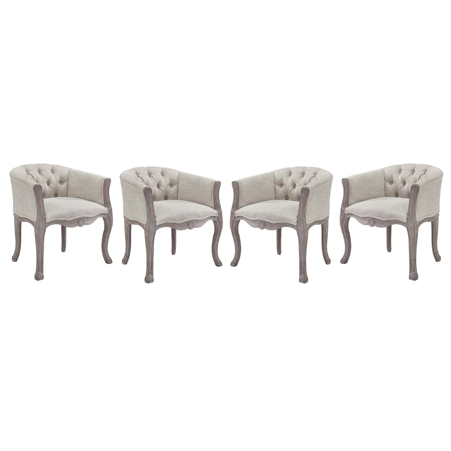 Modway Crown Dining Armchair Upholstered Fabric Set of 4 | Dining Chairs | Modishstore