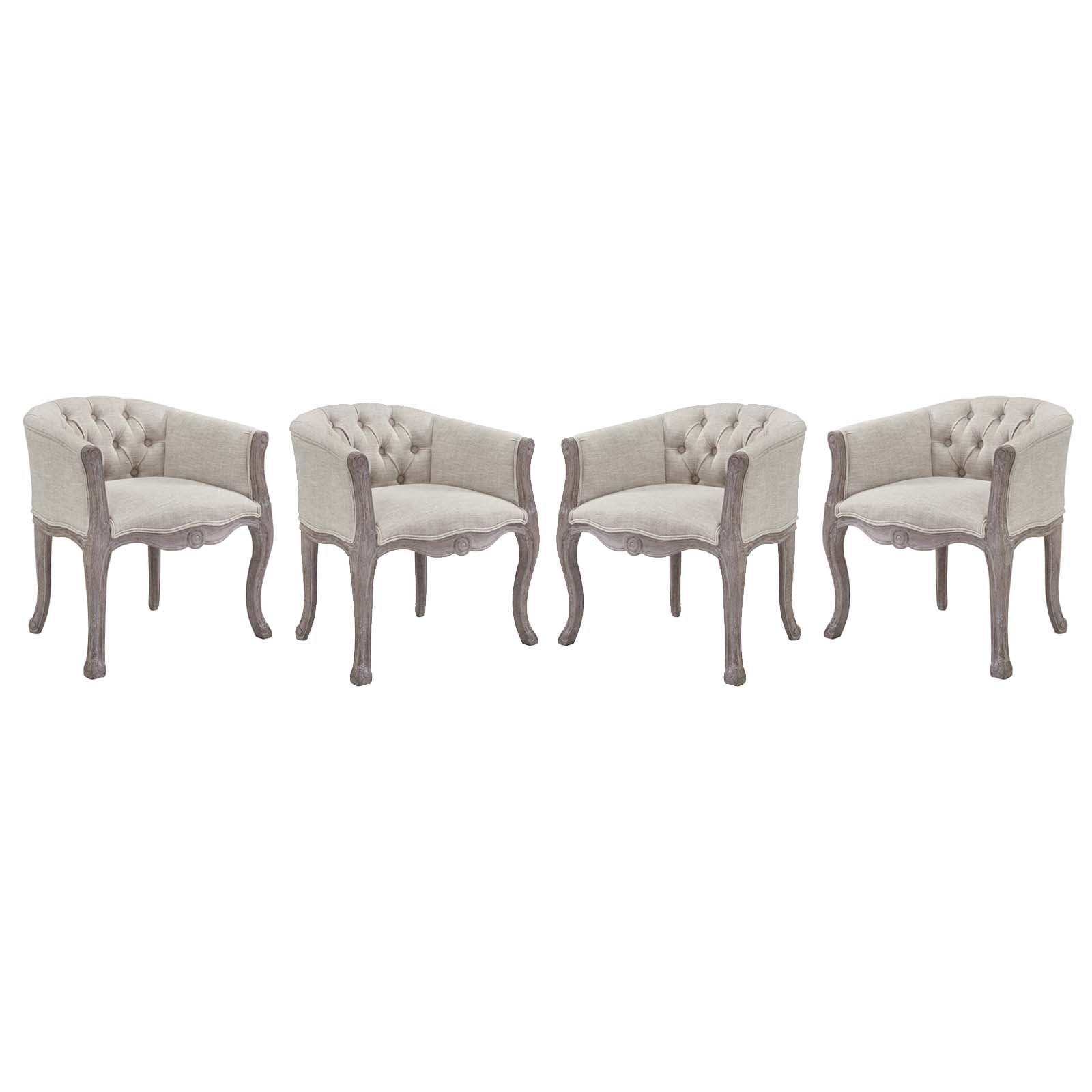 Modway Crown Dining Armchair Upholstered Fabric Set of 4 | Dining Chairs | Modishstore