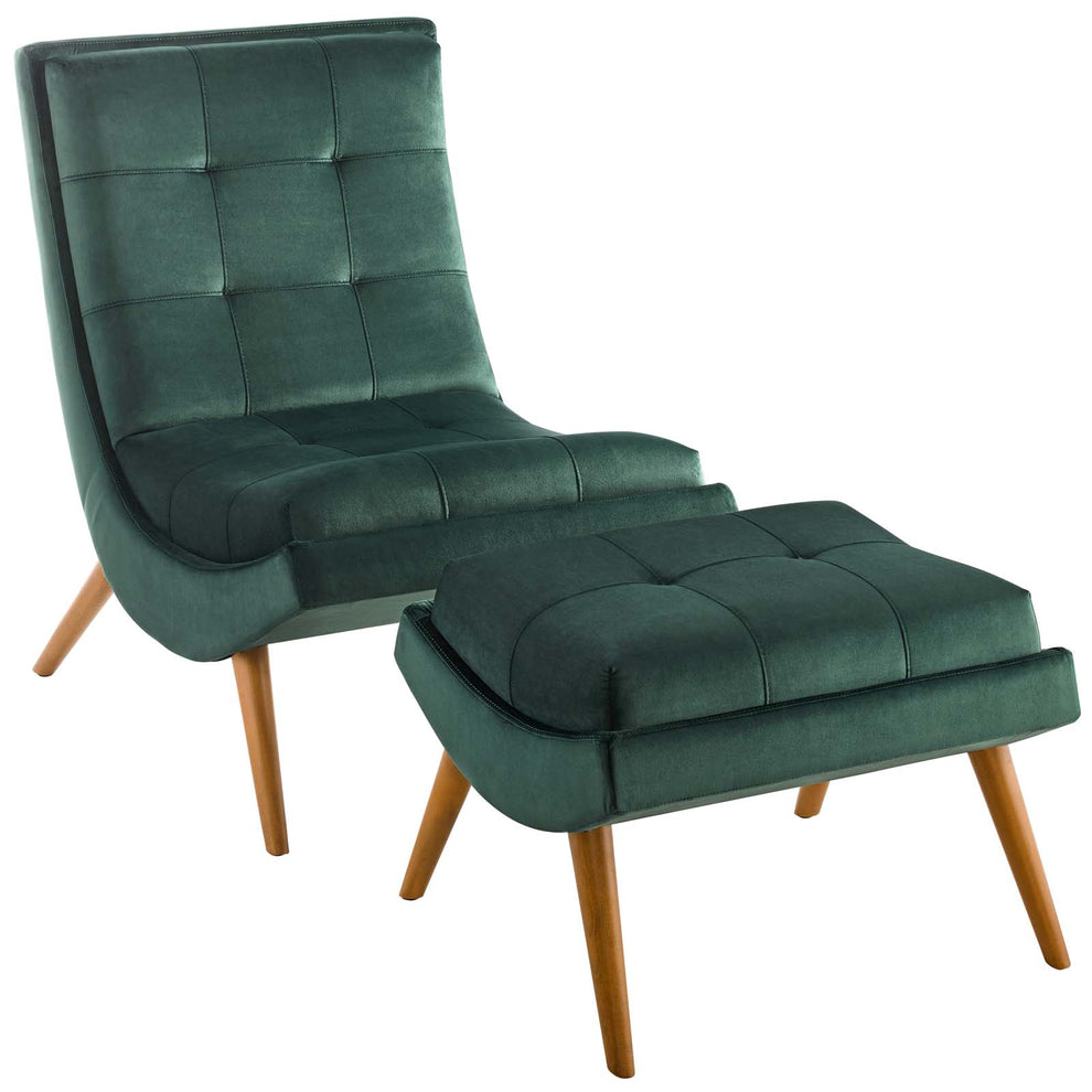 Modway Ramp Upholstered Performance Velvet Lounge Chair and Ottoman Set - EEI-3487 | Lounge Chairs | Modishstore - 25