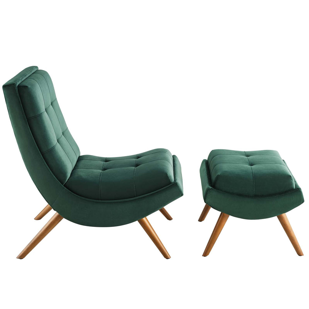 Modway Ramp Upholstered Performance Velvet Lounge Chair and Ottoman Set - EEI-3487 | Lounge Chairs | Modishstore - 23