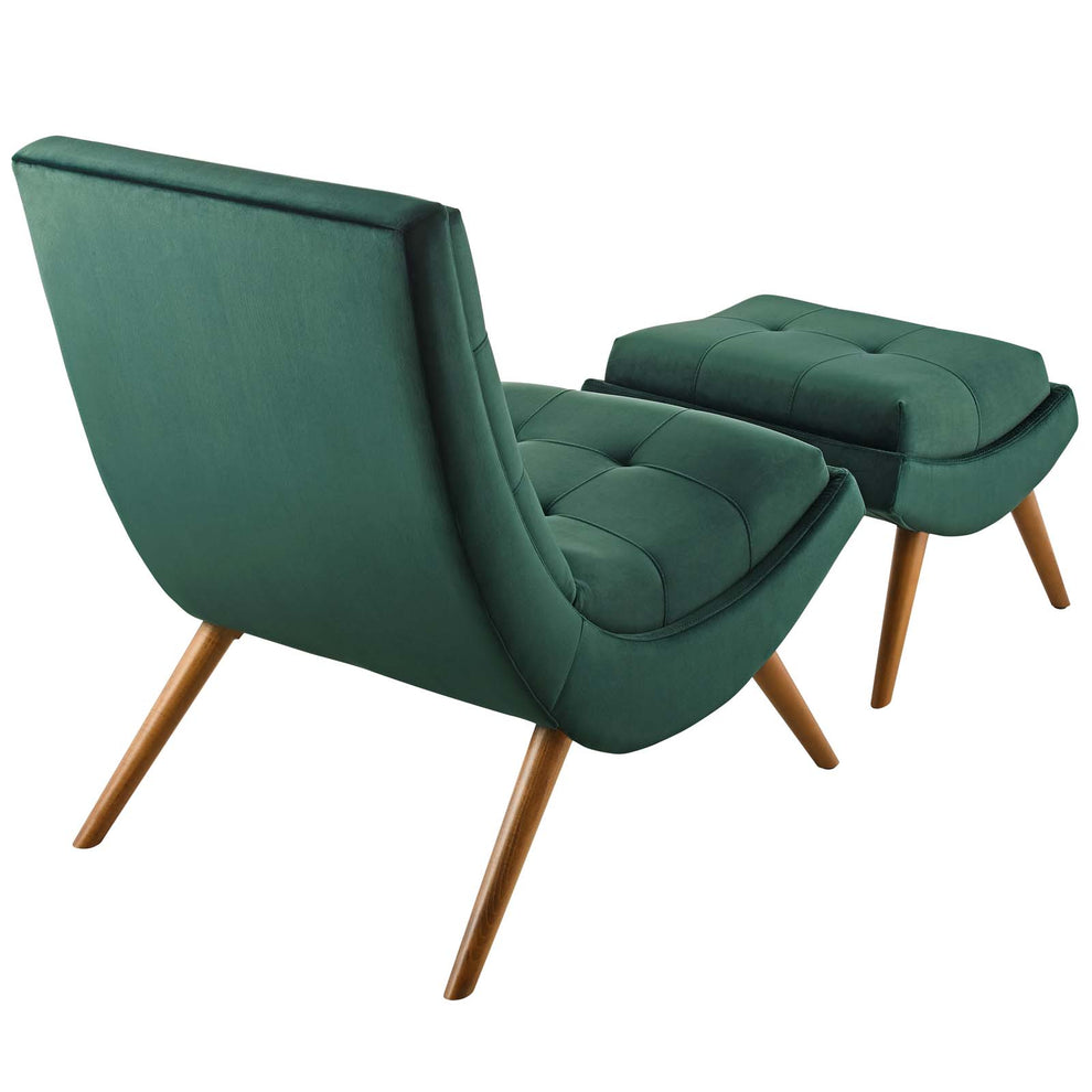 Modway Ramp Upholstered Performance Velvet Lounge Chair and Ottoman Set - EEI-3487 | Lounge Chairs | Modishstore - 28
